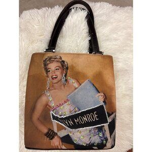 Marilyn Monroe Tote Bag Rhinestone Accents & Faux Leather Handles Retro Style